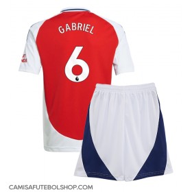 Camisa de time de futebol Arsenal Gabriel Magalhaes #6 Replicas 1º Equipamento Infantil 2024-25 Manga Curta (+ Calças curtas)